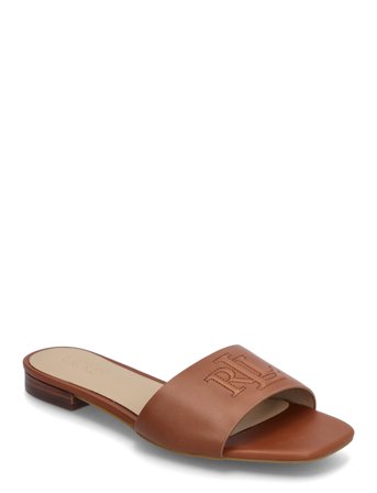 Lauren Ralph Lauren Everley Calfskin Slide Sandal - Brown - 38