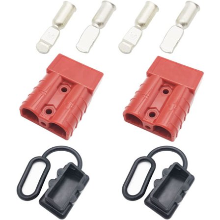 Batterikontakt, 50A 600V Rask Batteriforbindelse Kontaktplugg, for Bil Bobil Campingvogn Motorsykkel Båt (Rød)
