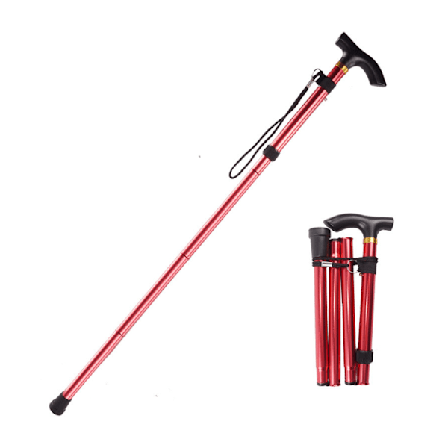 Rød sammenklappelig gåstok