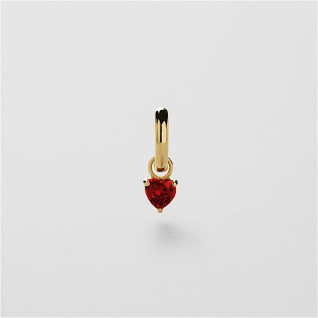 Red Single Heart Creole - 18K VERGOLDETES STERLINGSILBER