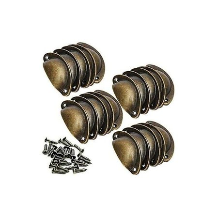 20 Vintage Skallhåndtag til Skuffe Skab Dør Køkken Jern Skab Knapper med Skrue 82mm - Antik Messing