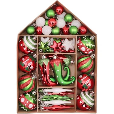 70 stk. julekugler, 3-8 cm charmerende elver uknuselige julekuglepynt dekoration til juletræsindretning