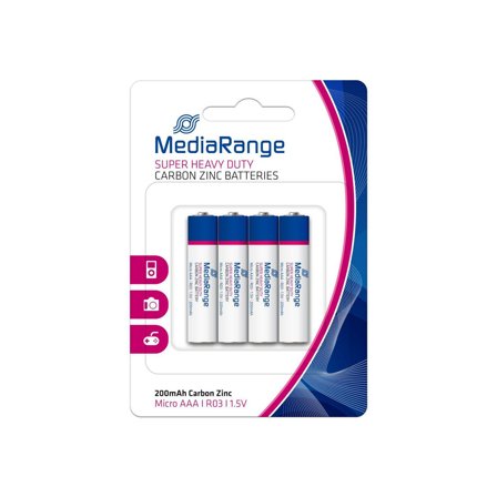 MediaRange batteri - 4 x AAA / LR03 - Karbonsink