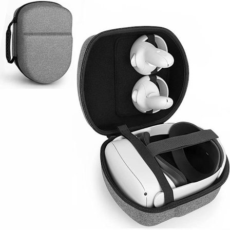 Taske til Meta/Oculus Quest & Quest 2/Pico 4 VR gaming headset og Elite strap, rejsetaske grå opbevaringstaske