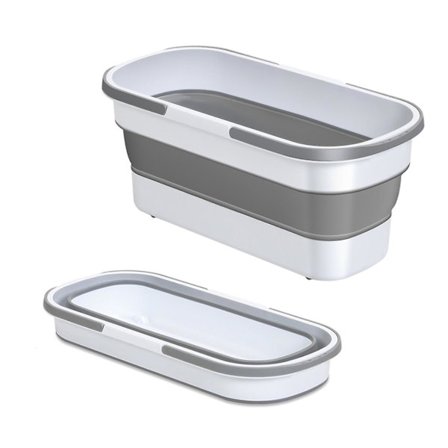 Stor platt mopp städhink, stor platt mopp golvmopp stor hopfällbar bärbar mopphink(grå)