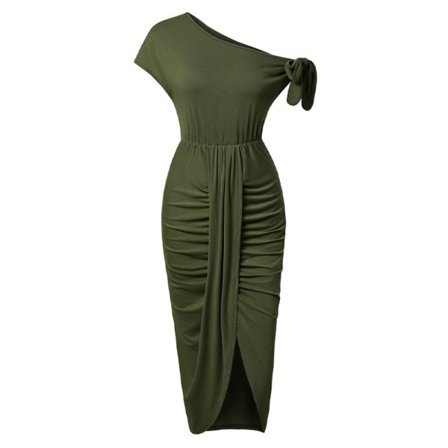 IC Kvinder En Skulder Lang Formel Aftenkjole Ærmeløs Volang L