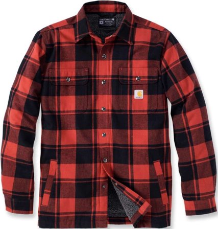 Carhartt Workwear Carhartt M's Flannel Sherpa Lined Shirt Jacket Red Ochre - Arbeidsskjorter