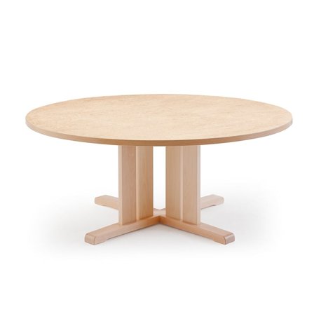 Table KUPOL, round, Ø1300x600 mm, beige linoleum, birch