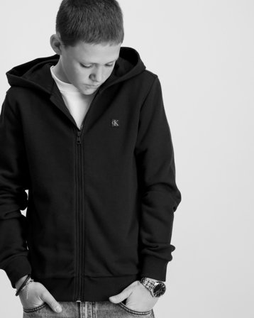 Calvin Klein MINI BADGE ZIP-THROUGH Zwart Truien Jongens - Kids Brand Store