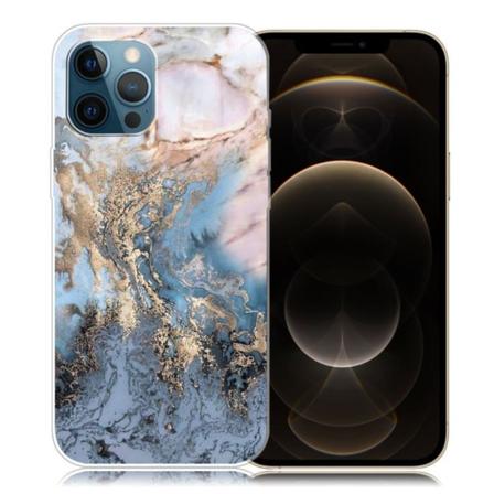 Marble design iPhone 12 Pro Max cover - Blålig Guldmarmor Blue