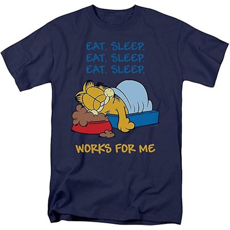 Garfield Works For Me Vuxen T-shirt i Marinblå