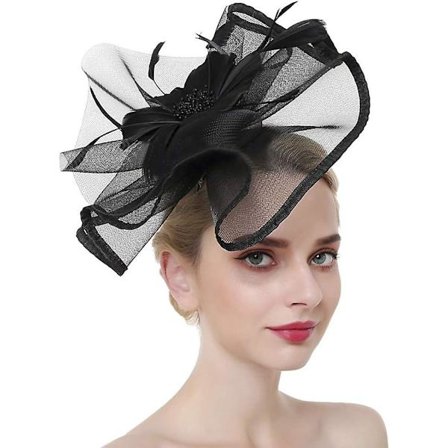 Elegant Dame Blomst Fjeder Mesh Net Fascinator Hat Slør Med Pandebåndsklips