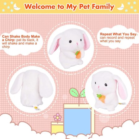 Kanin Talende Kanin gentager hvad du siger Robot Plys tøjdyr, dansende og rystende Robotoptagelegetøj, ca. 16 cm