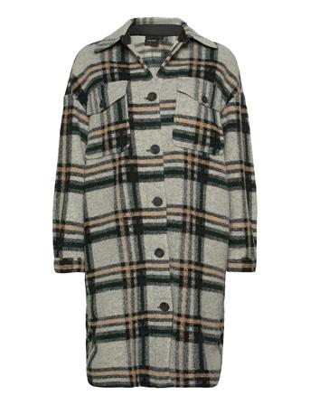 Vmchrissie Long Check Shirt Ga Overshirts Grå Vero Moda
