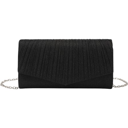 Sophie Sort Skuldertaske, Clutch, Aftentaske, Aftagelig Skulderkæde, Dametaske, Glitter Sort