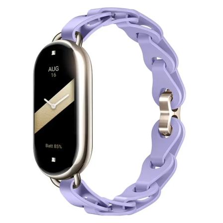 Gummiband för Xiaomi Mi Band 8 Spännearmband i rostfritt stål för Miband 8 NFC Fashion Lady Style Ersättningssilikonband Lavender For Xiaomi Miband 8
