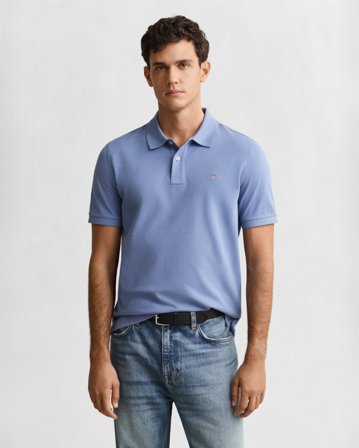 GANT Herren Regular Fit Piqué Poloshirt (S) Blau