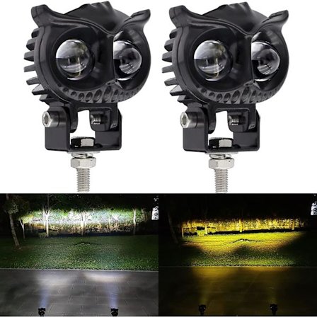 Led-ajoneuvon ajovalojen sumuvalot, moottoripyörän ajovalot kaksiväriset amber/valkoiset 2 kpl 2,6 tuuman pod-valot työvalot moottoripyörälle, kuorma-