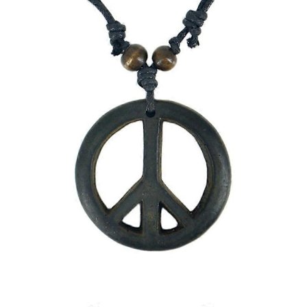 Fredssymbol Ben Resin Snideri Hänge Halsband Amulett Lyckobringande Gåva Tribal Mode Smycken