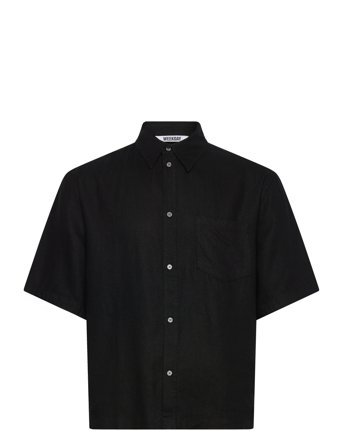 Weekday Relaxed Short-Sleeved Linen-Blend Shirt - Black - XL