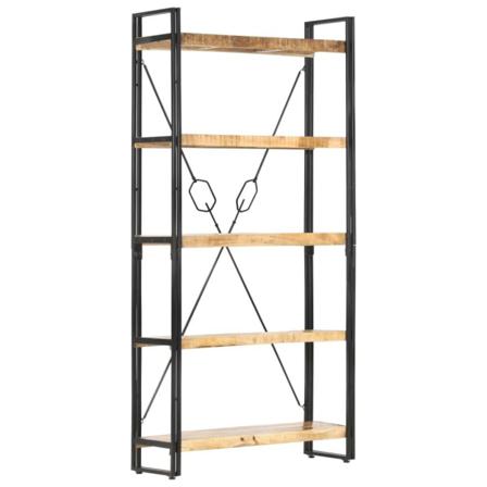 Bokhylla Med 5 Hyllor 90x30x180 Cm Massivt Mangoträ Brun