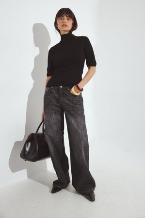 NA-KD Jean baggy à taille mi-haute et détail au dos - Jeans baggy - Gris - EU 38