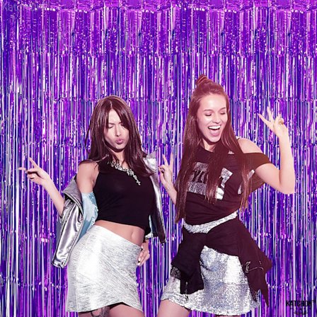 2 stk. XtraLarge lilla folie frynsete gardin, 8 x 3,28 fot | P