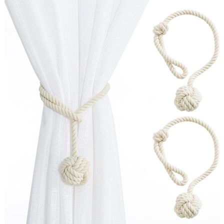 Gardinknytning Rep, Naturlig Bomullsknutbollssnöre Draperi Hållare
