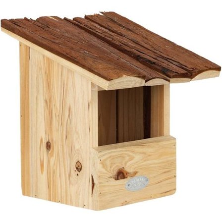 Fågelholk med tak av röd näbb