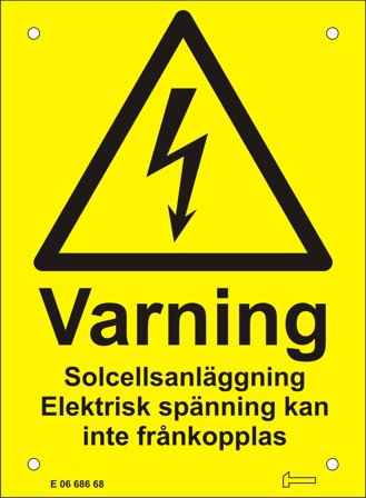 Hammarprodukter V0105146 Skylt för solcellsanläggning, Elfördelning & strömförsörjning
