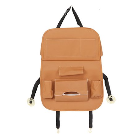 Universell seteveske, sammenleggbar organizer, pute, drikkeholder, oppbevaringslomme for biltilbehør (gul)