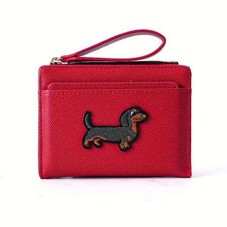 Brodert lommebok i imitert skinn for kvinner med stor kapasitet, flere kortspor