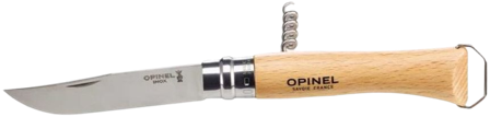 Opinel Corkscrew, Bottle Opener, Knife N°10 Beechwood
