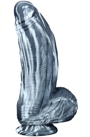 Silicone Dildo Fat Dick Black-White 25cm - Woome.pl