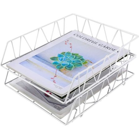 2-lags A4 Metal Bakke i Bakker Stabelbar Kontorbord Ryddelig Filholder Magasin Opbevaring Papir Organizer