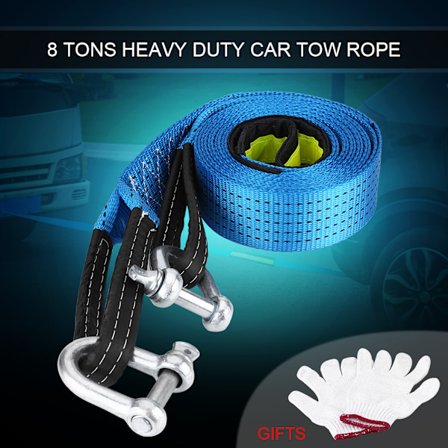 Bilanhænger Bugseringstov Vejredning Bugseringskabel med Reflekterende Strimmelkroge 8 Tons 3 Meter