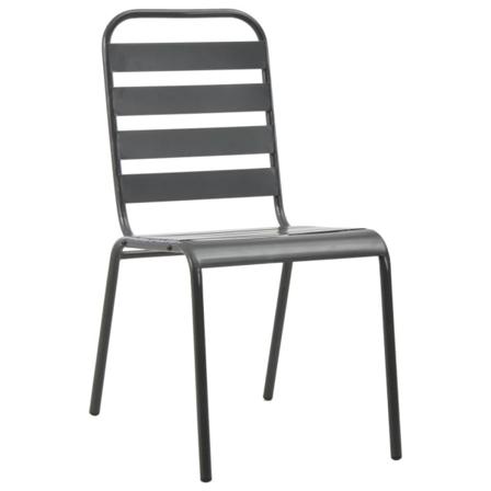 Vidaxl Utestolar 4 St Ribbad Design Stål Mörkgrå Grå