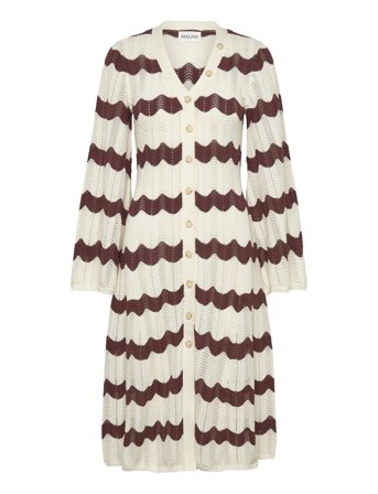 Isobel Wide Sleeve Knitted Midi Dress Brown Malina