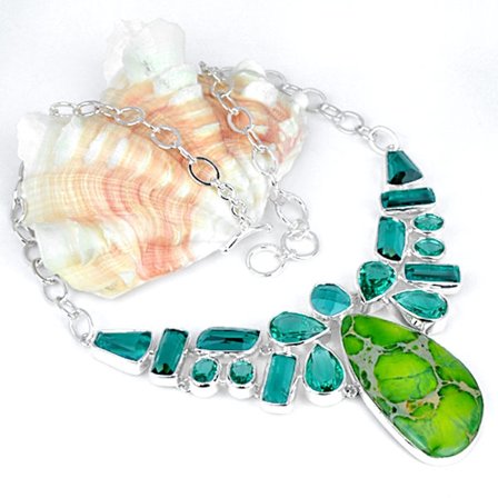 KOPPAR TURKOS ÄDELSTEN SILVERHALSBAND