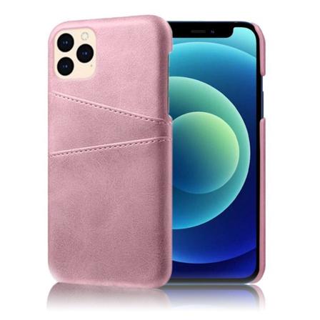 KSQ vegansk læderbelagt plastiketui iPhone 12 mini 5,4 tommer, dobbelt kortspor slank beskyttelsesskal - Lyserød Pink
