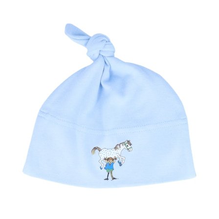 Pippi Långstrump - Blå traditionalbeanie Beanie - Kids Pippi Lilla Gubben One Knot Blue Beanie @ Hatstore