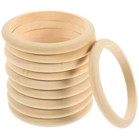 10 stk træ armbånd armbånd uafsluttet naturlig rund træring til at lave gør-det-selv håndværksprojekter 7.7X7.7X0.8CM 7.7X7.7X0.8CM