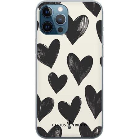 Kompatibelt Mobildeksel til Apple Apple iPhone 12 Pro Cactus and Friends - Bold Black Love Pattern