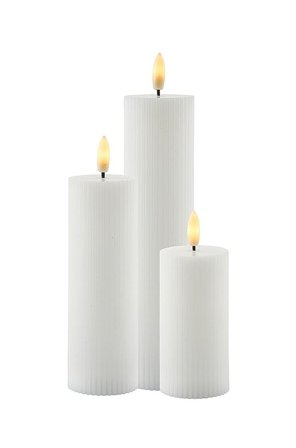 Sirius Smilla Sæt LED Stearinlys 3 stk. Ø5xH10/12,5/15cm Hvid, Tøj & Bolig, Lys & Lamper, Led Lys