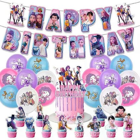 Kpop Dæmonjægere Fødselsdagstema Festdekorationer Banner Kage Balloner Til Børn