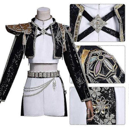 K-Pop Demon Hunters Rumi Sort Cosplay Kostumesæt - Fancy Kjole til Kvinder, Halloween Fest Outfit