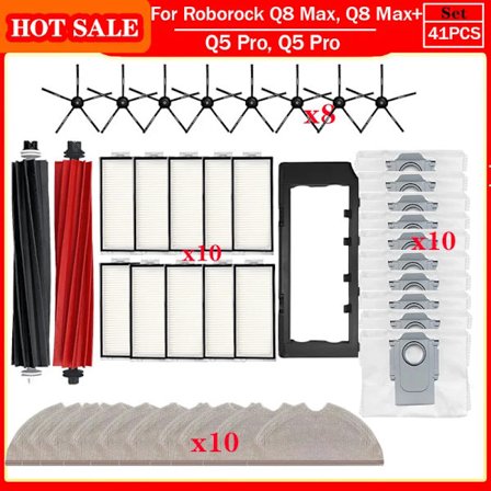 Roborock Q5 Pro, Q5 Pro+, Q8 Max, Q8 Max+ Reservdelar Huvudborste Sidoborste Hepa Filter Mopp Dammpåse Tillbehör