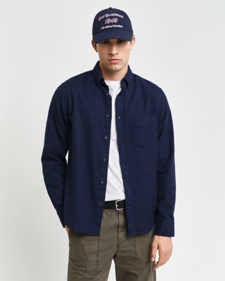 GANT - Flanell herringbone skjorte i regular fit til herre evening blue