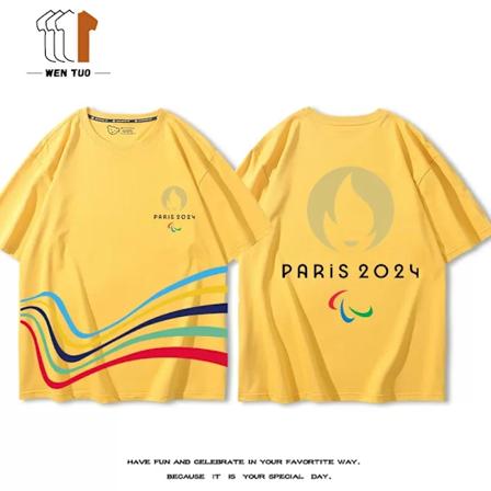 2024 Paris Olympics Rings PARIS Kortärmad T-shirt - Unisex Barn Kommemorativ Sporttopp STYLE 2 M