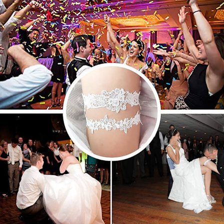 Bryllupsstrømpebånd til brud Blonde brude strømpebåndssæt Dame Hvidt strømpebånd Bryllup Brude strømpebånd